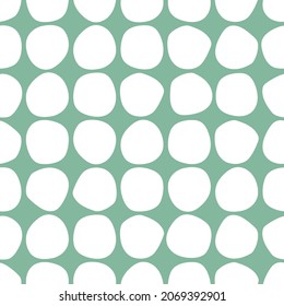 Seamless abstract pattern with white shabby spots on turquoise background. Geometric background.  Vector illustration. Membrane or diaphragm style.