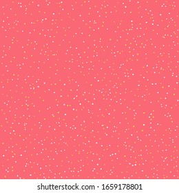 Seamless abstract pattern with white and yellow dots on a pink background. Vector illustration.