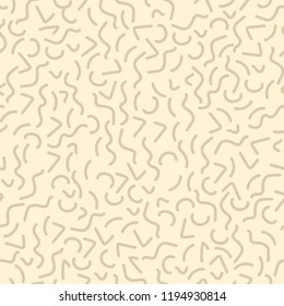 Seamless abstract pattern. Worms, lines, curves, texture on a beige background. Colorful hand drawn vector stock illustration.