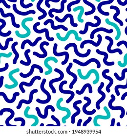 Seamless abstract pattern. Worms, lines, curves, texture . Colorful hand drawn vector stock illustration.
