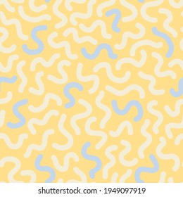 Seamless abstract pattern. Worms, lines, curves, texture . Colorful hand drawn vector stock illustration.