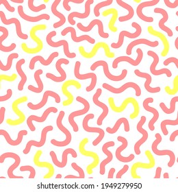 Seamless abstract pattern. Worms, lines, curves, texture . Colorful hand drawn vector stock illustration.
