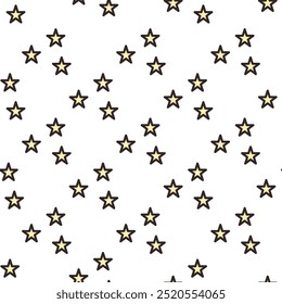 Seamless abstract pattern. Yellow, black, white. Vector illustration. Stars, sky. Ethnic style ornament. Design for textile fabrics, wrapping paper, background, wallpaper, cover.