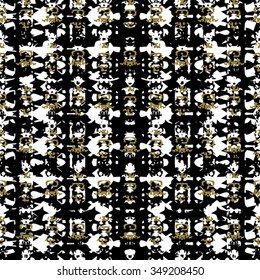 Seamless abstract pattern with yellow and black elements on white background