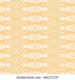 Seamless abstract pattern with yellow guilloche ornament isolated on white (transparent) background. Vector illustration eps