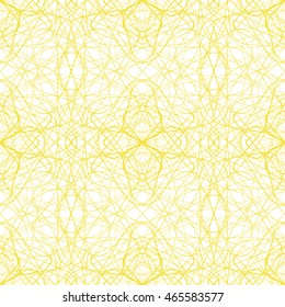 Seamless abstract pattern with yellow guilloche ornament isolated on white (transparent) background. Vector illustration eps