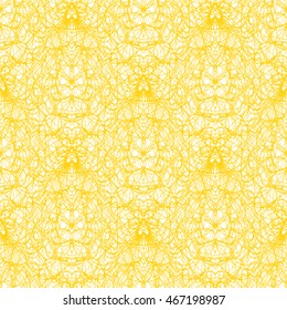 Seamless abstract pattern with yellow guilloche ornament isolated on white (transparent) background. Vector illustration eps
