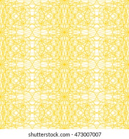 Seamless abstract pattern with yellow guilloche ornament isolated on white (transparent) background. Vector illustration eps