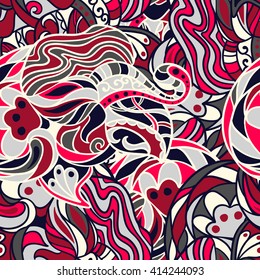 Seamless abstract pattern.  Seamless pattern, zentlang design. Bright, colorful background