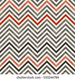 Seamless abstract pattern with  zigzag stripes on texture background in retro colors. Endless pattern can be used for ceramic tile, wallpaper, linoleum, textile, web page background.