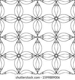 Seamless abstract pattern.Black lace on white background.Black and white graphics. Imitation lace.Art Nouveau and art Deco pattern. For design and decoration of fabric, paper, Wallpaper and packaging.