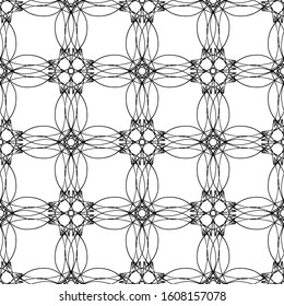 Seamless abstract pattern.Black lace on white background.Black and white graphics.Art Nouveau and art Deco pattern. Imitation lace.For design and decoration of fabric, paper, Wallpaper and packaging.