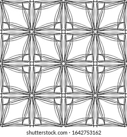 Seamless abstract pattern.Black lace on white background.Black and white graphics. Imitation lace. For design and decoration of fabric, paper, Wallpaper and packaging.Grid pattern.