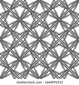 Patrón abstracto sin inconvenientes.Lazo negro sobre fondo blanco.Gráficos en blanco y negro. Lugar de imitación. Para el diseño y la decoración de tela, papel, papel pintado y empaque.Diseño de rejilla.