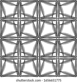 Seamless abstract pattern.Black lace on white background.Black and white graphics.Imitation lace.For design and decoration of fabric,paper, Wallpaper and packaging.Grid pattern.Art Nouveau style.