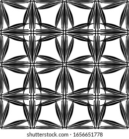 Patrón abstracto sin inconvenientes.Lazo negro sobre fondo blanco.Gráficos en blanco y negro.Lugar de imitación.Para diseño y decoración de tela, papel, papel pintado y embalaje.Patrón de cuadrícula.Estilo Art Nouveau.