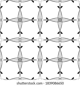 Seamless abstract pattern.Black lace on white background.Black and white graphics. Imitation lace. For design and decoration of fabric, paper, Wallpaper and packaging.Grid pattern.