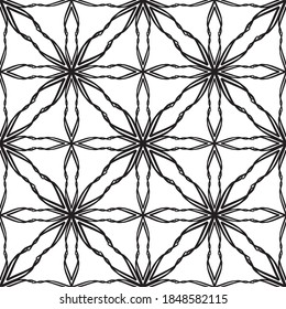 Patrón abstracto impecable.Encaje negro sobre fondo blanco.Gráficos en blanco y negro. Imitación de encaje. Para el diseño y la decoración de tela, papel, papel tapiz y empaque.Patrón de cuadrícula.
