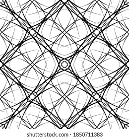 Seamless abstract pattern.Black lace on white background.Black and white graphics. Imitation lace. For design and decoration of fabric, paper, Wallpaper and packaging.Grid pattern.