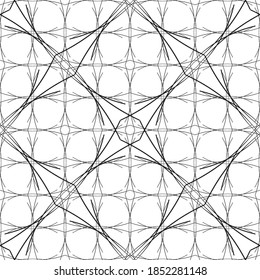 Seamless abstract pattern.Black lace on white background.Black and white graphics. Imitation lace. For design and decoration of fabric, paper, Wallpaper and packaging.Grid pattern.