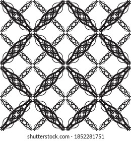 Seamless abstract pattern.Black lace on white background.Black and white graphics. Imitation lace. For design and decoration of fabric, paper, Wallpaper and packaging.Grid pattern.