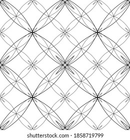 Seamless abstract pattern.Black lace on white background.Black and white graphics. Imitation lace. For design and decoration of fabric, paper, Wallpaper and packaging.Grid pattern.