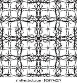 Seamless abstract pattern.Black lace on white background.Black and white graphics. Imitation lace. For design and decoration of fabric, paper, Wallpaper and packaging.Grid pattern.