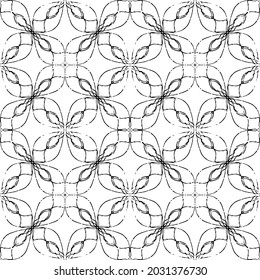 Patrón abstracto impecable.Encaje negro sobre fondo blanco.Gráficos en blanco y negro. Imitación de encaje. Para el diseño y la decoración de tela, papel, papel tapiz y empaque.Patrón de cuadrícula.