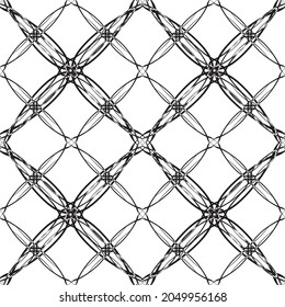 Seamless abstract pattern.Black lace on white background.Black and white graphics. Imitation lace. For design and decoration of fabric, paper, Wallpaper and packaging.Grid pattern.