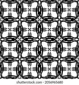Patrón abstracto impecable.Encaje negro sobre fondo blanco.Gráficos en blanco y negro. Imitación de encaje. Para el diseño y la decoración de tela, papel, papel tapiz y empaque.Patrón de cuadrícula.