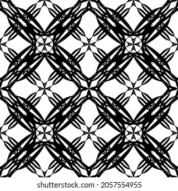 Seamless abstract pattern.Black lace on white background.Black and white graphics. Imitation lace. For design and decoration of fabric, paper, Wallpaper and packaging.Grid pattern.