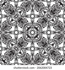 Seamless abstract pattern.Black lace on white background.Black and white graphics. Imitation lace. For design and decoration of fabric, paper, Wallpaper and packaging.Grid pattern.