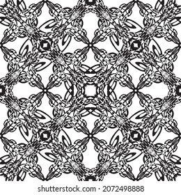 Nahtloses abstraktes Muster.Schwarze Spitze auf weißem Hintergrund.Schwarze und weiße Grafiken. Nachahmung. Für Design und Dekoration von Stoff, Papier, Tapete und Verpackung.Grid Muster.
