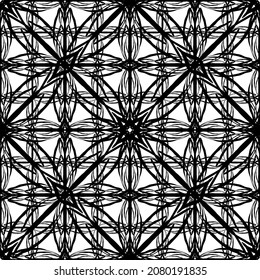 Patrón abstracto impecable.Encaje negro sobre fondo blanco.Gráficos en blanco y negro. Imitación de encaje. Para el diseño y la decoración de tela, papel, papel tapiz y empaque.Patrón de cuadrícula.