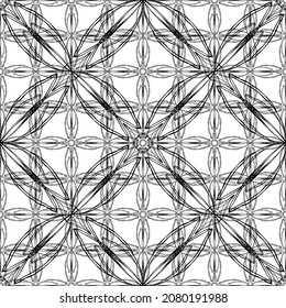 Seamless abstract pattern.Black lace on white background.Black and white graphics. Imitation lace. For design and decoration of fabric, paper, Wallpaper and packaging.Grid pattern.