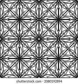 Patrón abstracto impecable.Encaje negro sobre fondo blanco.Gráficos en blanco y negro. Imitación de encaje. Para el diseño y la decoración de tela, papel, papel tapiz y empaque.Patrón de cuadrícula.