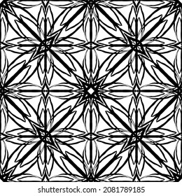 Patrón abstracto impecable.Encaje negro sobre fondo blanco.Gráficos en blanco y negro. Imitación de encaje. Para el diseño y la decoración de tela, papel, papel tapiz y empaque.Patrón de cuadrícula.