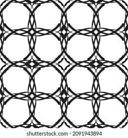 Patrón abstracto impecable.Encaje negro sobre fondo blanco.Gráficos en blanco y negro. Imitación de encaje. Para el diseño y la decoración de tela, papel, papel tapiz y empaque.Patrón de cuadrícula.