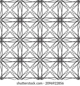 Patrón abstracto impecable.Encaje negro sobre fondo blanco.Gráficos en blanco y negro. Imitación de encaje. Para el diseño y la decoración de tela, papel, papel tapiz y empaque.Patrón de cuadrícula.