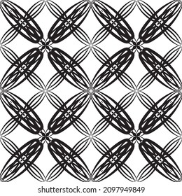 Patrón abstracto impecable.Encaje negro sobre fondo blanco.Gráficos en blanco y negro. Imitación de encaje. Para el diseño y la decoración de tela, papel, papel tapiz y empaque.Patrón de cuadrícula.
