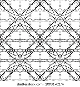 Seamless abstract pattern.Black lace on white background.Black and white graphics. Imitation lace. For design and decoration of fabric, paper, Wallpaper and packaging.Grid pattern.