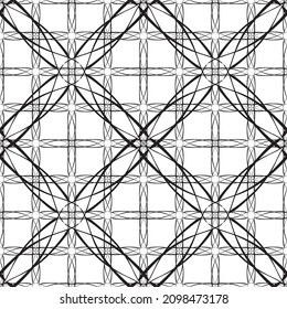 Nahtloses abstraktes Muster.Schwarze Spitze auf weißem Hintergrund.Schwarze und weiße Grafiken. Nachahmung. Für Design und Dekoration von Stoff, Papier, Tapete und Verpackung.Grid Muster.