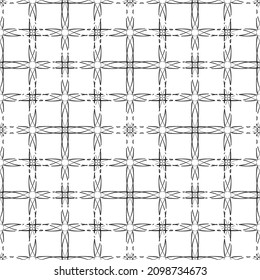 Nahtloses abstraktes Muster.Schwarze Spitze auf weißem Hintergrund.Schwarze und weiße Grafiken. Nachahmung. Für Design und Dekoration von Stoff, Papier, Tapete und Verpackung.Grid Muster.
