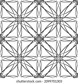 Nahtloses abstraktes Muster.Schwarze Spitze auf weißem Hintergrund.Schwarze und weiße Grafiken. Nachahmung. Für Design und Dekoration von Stoff, Papier, Tapete und Verpackung.Grid Muster.