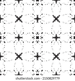 Patrón abstracto impecable.Encaje negro sobre fondo blanco.Gráficos en blanco y negro. Imitación de encaje. Para el diseño y la decoración de tela, papel, papel tapiz y empaque.Patrón de cuadrícula.