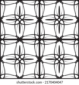 Seamless abstract pattern.Black lace on white background.Black and white graphics. Imitation lace. For design and decoration of fabric, paper, Wallpaper and packaging.Grid pattern.