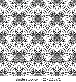 Seamless abstract pattern.Black lace on white background.Black and white graphics. Imitation lace. For design and decoration of fabric, paper, Wallpaper and packaging.Grid pattern.