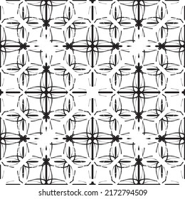 Seamless abstract pattern.Black lace on white background.Black and white graphics. Imitation lace. For design and decoration of fabric, paper, Wallpaper and packaging.Grid pattern.