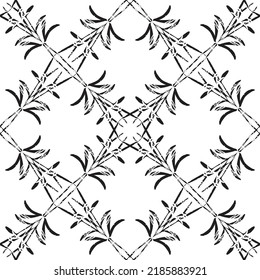 Seamless abstract pattern.Black lace on white background.Black and white graphics. Imitation lace. For design and decoration of fabric, paper, Wallpaper and packaging.Grid pattern.