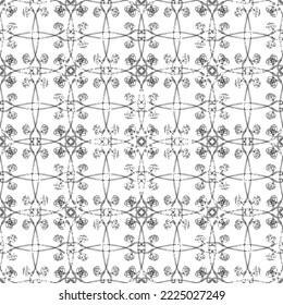 Seamless abstract pattern.Black lace on white background.Black and white graphics. Imitation lace. For design and decoration of fabric, paper, Wallpaper and packaging.Grid pattern.